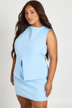 Haut Ajusté Grande Taille À Ourlet En V