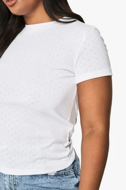 boohoo Haut Ajusté À Manches Courtes Pointelle Grande Taille<Femme Tops