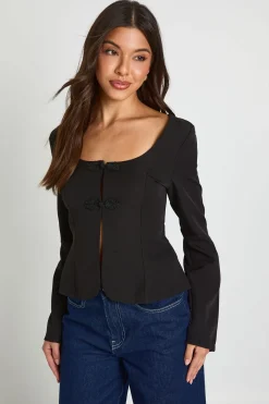 boohoo Haut Ajusté À Manches Longues Avec Détails Ornementaux<Femme Tailleurs|Tops