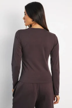 boohoo Haut Ajusté À Manches Longues Coupe Longue Basique<Femme Basiques|Tops