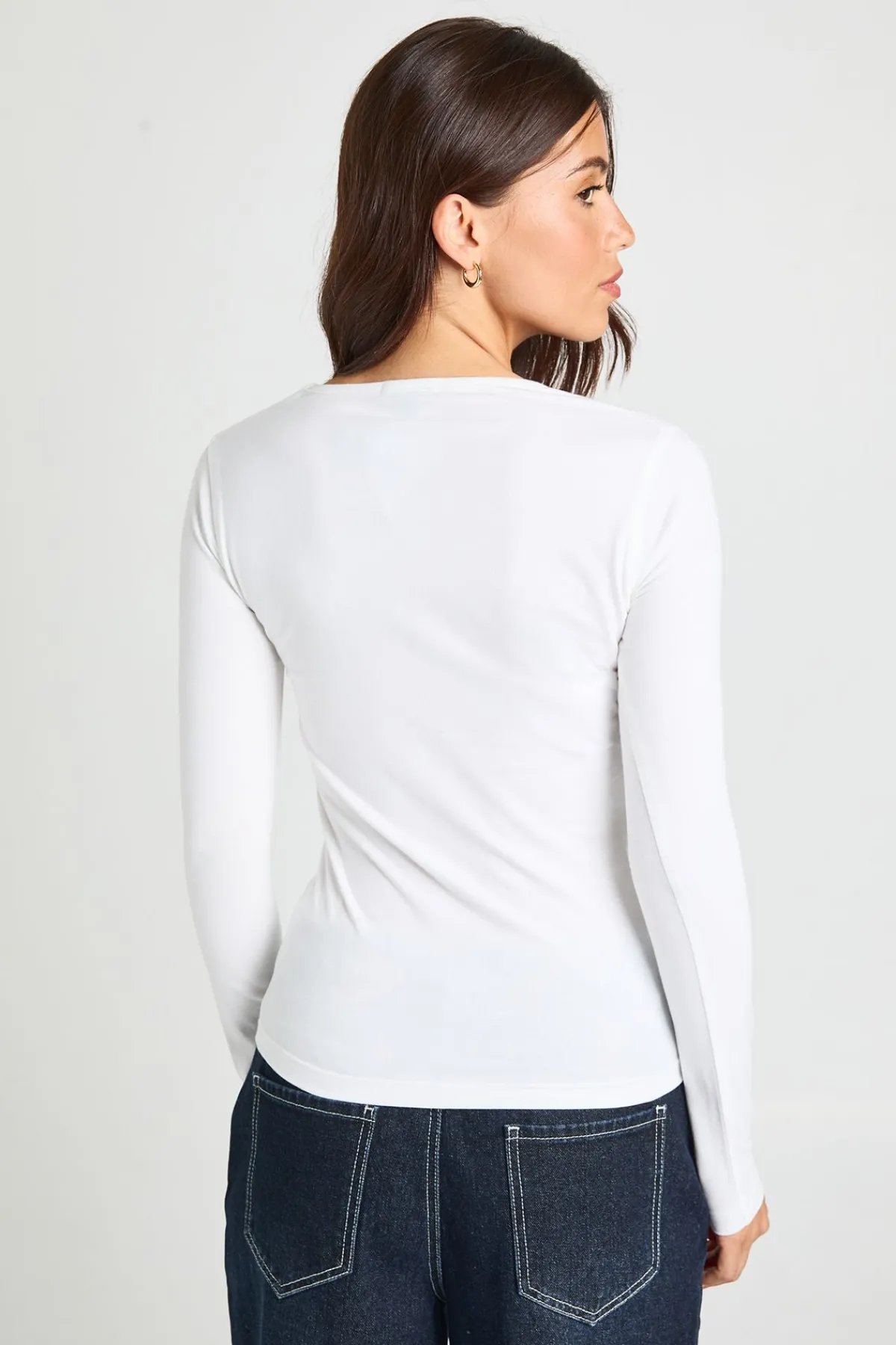 boohoo Haut Ajusté À Manches Longues Et Décolleté En V Profond<Femme Tops