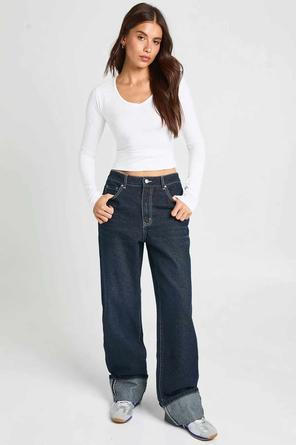 boohoo Haut Ajusté À Manches Longues Et Décolleté En V Profond<Femme Tops