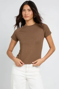 boohoo Haut Ajusté À Manches Raglan En Jersey Slub<Femme Tops