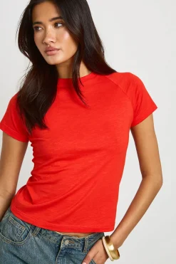 Haut Ajusté À Manches Raglan En Jersey Slub