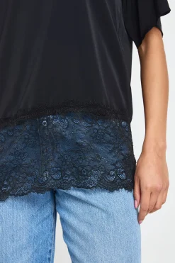 Haut Ample Oversize À Ourlet En Dentelle