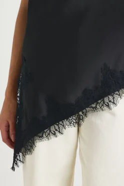 Haut Asymétrique À Col Bénitier En Dentelle