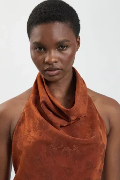 Haut Asymétrique Col Bénitier En Jacquard