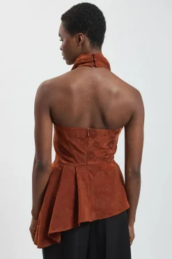 Haut Asymétrique Col Bénitier En Jacquard