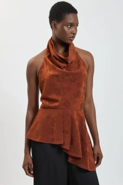 Haut Asymétrique Col Bénitier En Jacquard