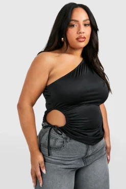 boohoo Haut Asymétrique à Découpes Froncées pour Grandes Tailles<Femme Tops