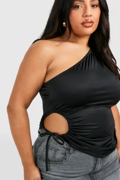 boohoo Haut Asymétrique à Découpes Froncées pour Grandes Tailles<Femme Tops