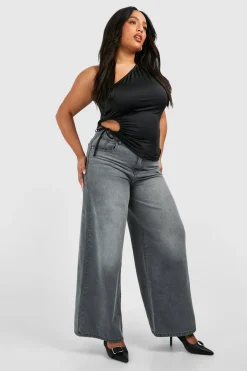 boohoo Haut Asymétrique à Découpes Froncées pour Grandes Tailles<Femme Tops