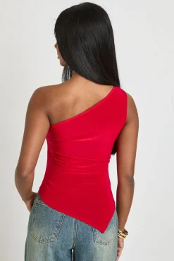 Haut Asymétrique Double Couche Slinky À Une Épaule