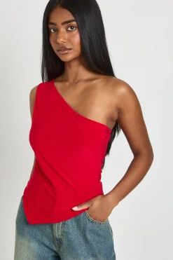 Haut Asymétrique Double Couche Slinky À Une Épaule
