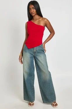 Haut Asymétrique Double Couche Slinky À Une Épaule