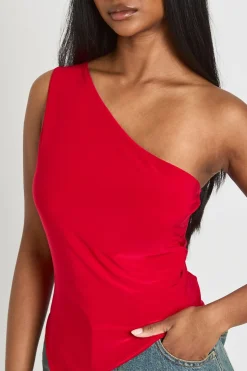 Haut Asymétrique Double Couche Slinky À Une Épaule