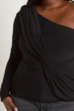 boohoo Haut Asymétrique Drapé Slinky Grande Taille<Femme Tops