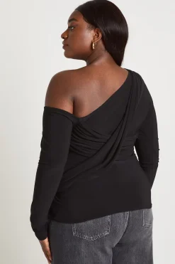 boohoo Haut Asymétrique Drapé Slinky Grande Taille<Femme Tops
