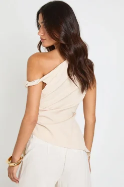 boohoo Haut Asymétrique Drapé Tissé<Femme Tops