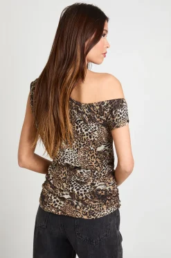 Haut asymétrique en chiffon léopard