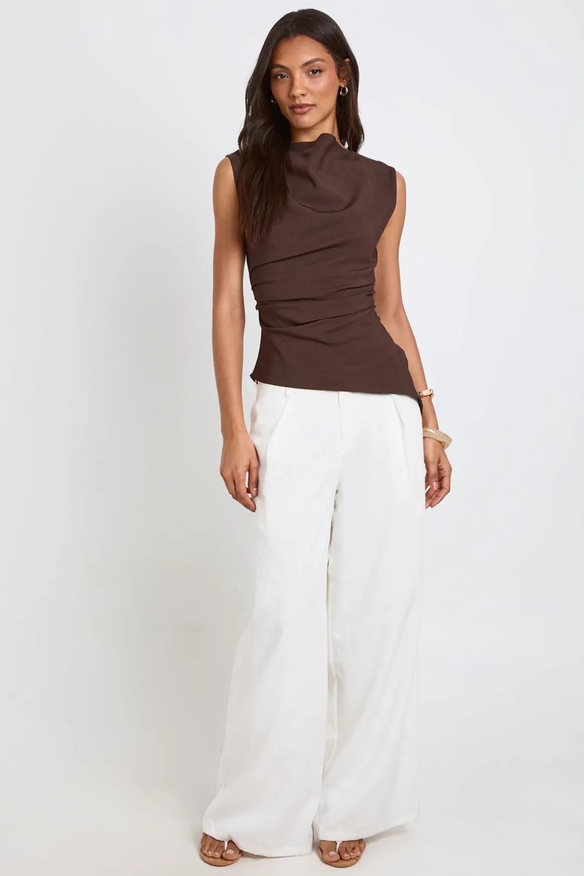 Haut Asymétrique Froncé Chiné Tall