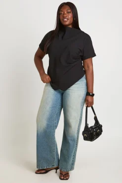 boohoo Haut Asymétrique Froncé Grande Taille<Femme Tops