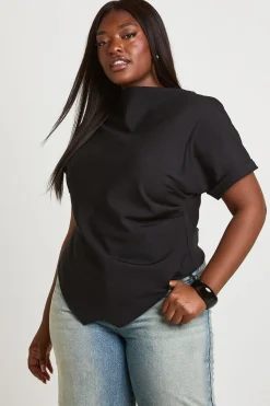 boohoo Haut Asymétrique Froncé Grande Taille<Femme Tops