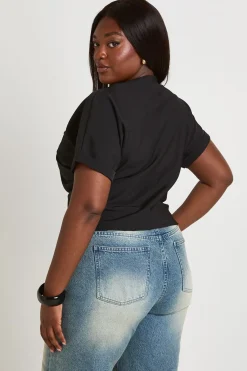 boohoo Haut Asymétrique Froncé Grande Taille<Femme Tops