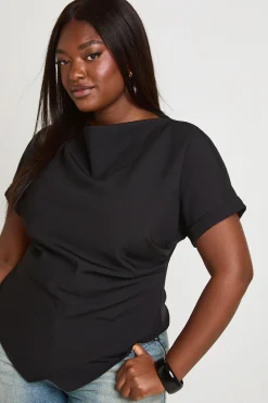 boohoo Haut Asymétrique Froncé Grande Taille<Femme Tops