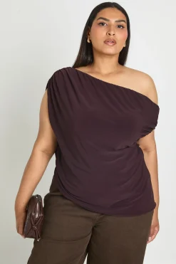 Haut Asymétrique Grande Taille À Épaules Dénudées