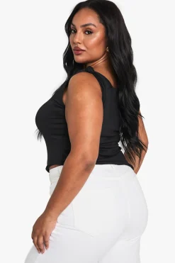 boohoo Haut asymétrique grande taille à épaule nouée<Femme Tops