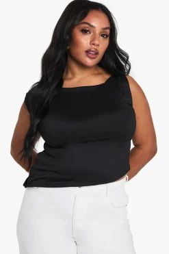 boohoo Haut asymétrique grande taille à épaule nouée<Femme Tops