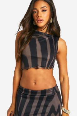 boohoo Haut asymétrique imprimé à encolure slash<Femme Tops