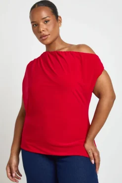Haut Asymétrique À Épaules Dénudées Grande Taille