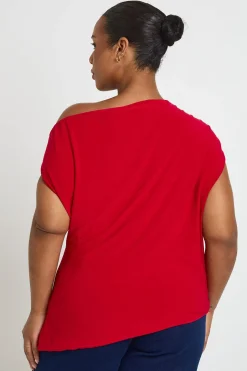Haut Asymétrique À Épaules Dénudées Grande Taille