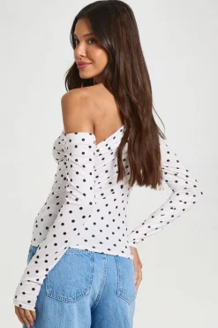 Haut Asymétrique À Pois Une Épaule