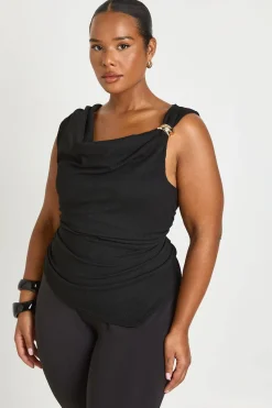 boohoo Haut Asymétrique Texturé Avec Détail De Finition Grande Taille<Femme Tops
