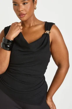 boohoo Haut Asymétrique Texturé Avec Détail De Finition Grande Taille<Femme Tops