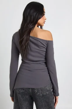 Haut Asymétrique Ultra Doux à Épaules Dénudées