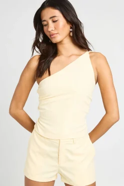boohoo Haut Asymétrique À Une Épaule Avec Dos Noué Effet Peau De Pêche<Femme Tops