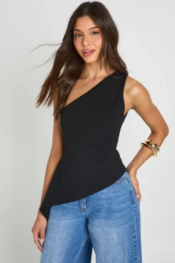 boohoo Haut Asymétrique Une Épaule En Crêpe Scuba<Femme Tops