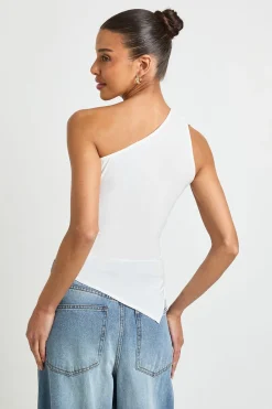 boohoo Haut Asymétrique Une Épaule en Tissu Soyeux Double Épaisseur<Femme Tops