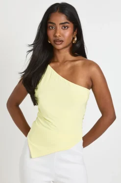 boohoo Haut Asymétrique À Une Épaule En Tissu Slinky Double Couche<Femme Tops