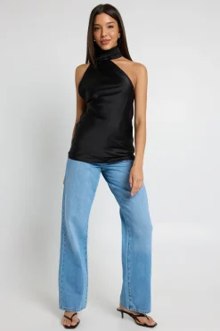 Haut Asymétrique À Une Épaule Froncé Avec Détail Foulard En Satin