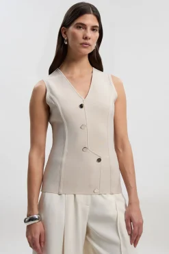 KarenMillen Haut Bandage Moulant à Boutons<Femme Pulls Et Gilets|Toutes Les Mailles
