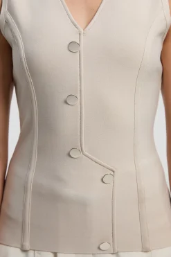 KarenMillen Haut Bandage Moulant à Boutons<Femme Pulls Et Gilets|Toutes Les Mailles