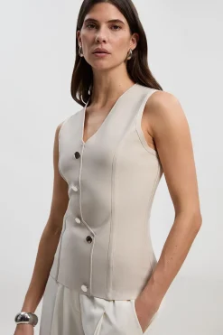 KarenMillen Haut Bandage Moulant à Boutons<Femme Pulls Et Gilets|Toutes Les Mailles