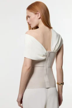 Haut Bandage Tricoté à Bretelle Asymétrique Près du Corps
