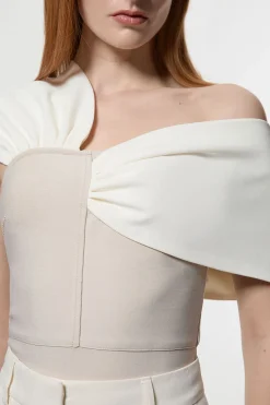 Haut Bandage Tricoté à Bretelle Asymétrique Près du Corps