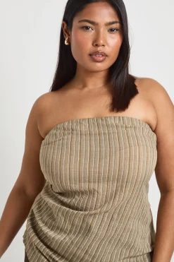 Haut Bandeau Asymétrique Flottant À Rayures Grande Taille